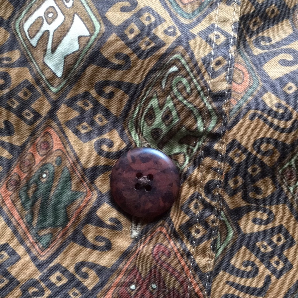 Peruvian Connection Brown Printed Jacket Size L - image 8